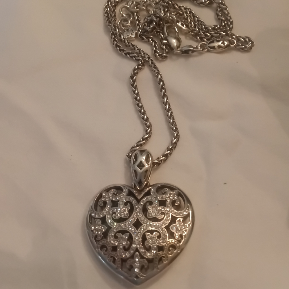 Brighton elegant Silver Heart Reversable Pendant Necklace